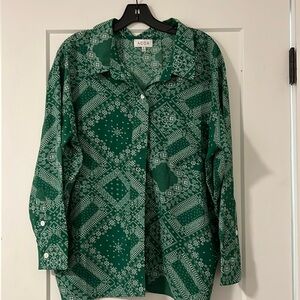 Green Patterned Button Down